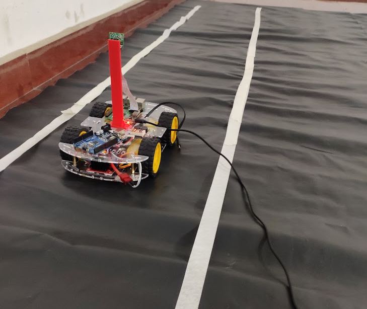 Lane following car on a taped track