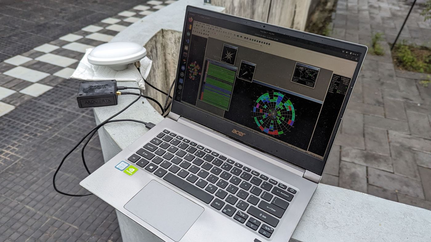 Robot connected to a laptop during testing