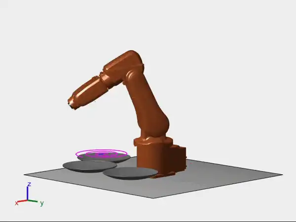 Animation of the ABB arm cleaning plates in simulation