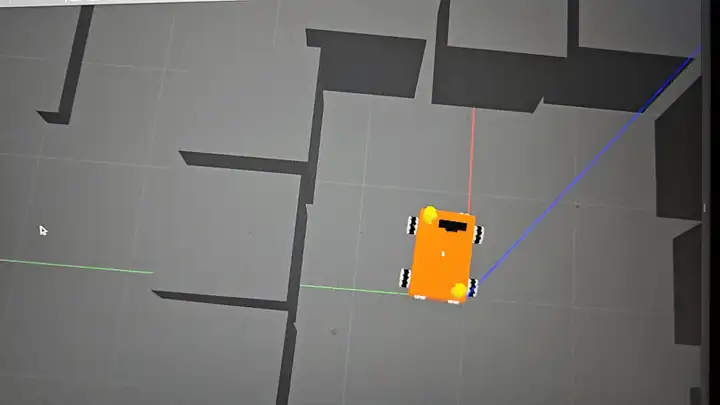 Animation of the mecanum robot navigating with a trained DQN policy