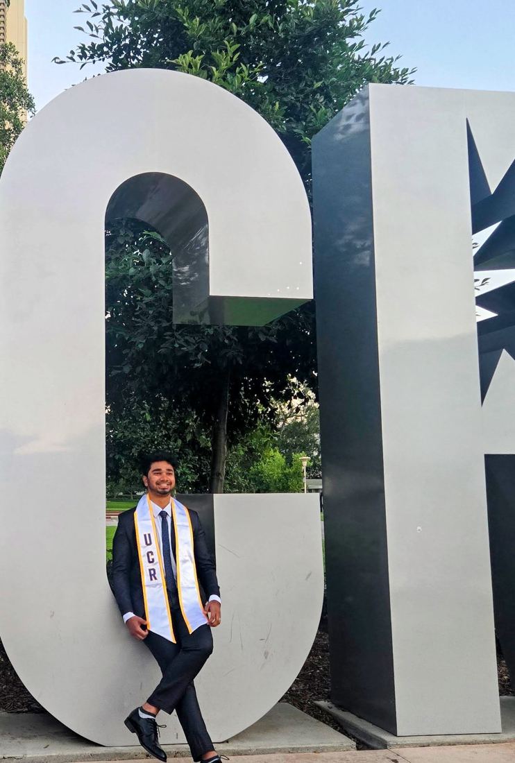 Jerin Peter at UC Riverside on graduation day